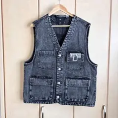 H&M TETRIS デニムベスト Mサイズ グレー