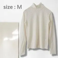 n【一点物】カットソー/美品 ハイネック 重ね着 着回し メロウ 透け 総柄