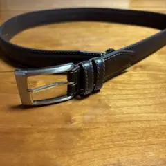 新品.未使用ダークブラウン レザー ベルト シルバー バックル