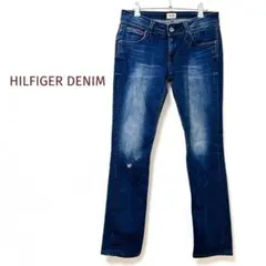 ヒルフィガーデニム ストレートデニム 綿　ウォッシュ　ダメージ加工