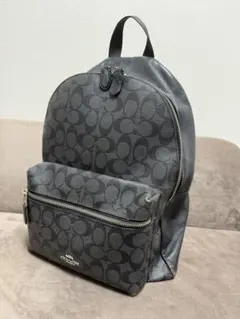 良品 COACH コーチ リュック 黒 シグネチャー ナイロン F30781 - メルカリ