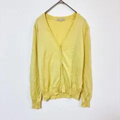 ヒューマンウーマン　カーディガン　レディースM　黄色系　シルク入り