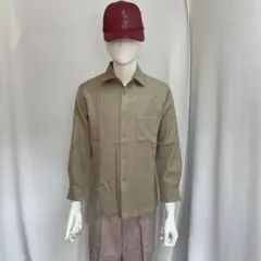 ベージュ 長袖シャツ 胸ポケット付き