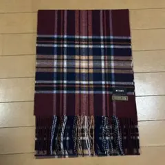 BEAMS カシミヤ100% ワイン系チェック柄カシミヤマフラー