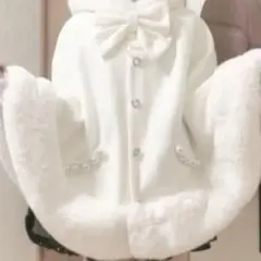 れ*ぁ様 Princess Melodyリボン付きボリュームファーフードケープコ