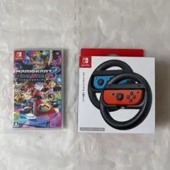 【中古】マリオカートデラックス8ソフト　Joy-Conハンドル2個セット