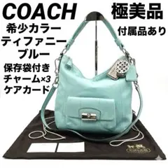 希少色　ティファニーブルー　コーチ　ショルダーバッグ　2way　レザー　肩掛けのサムネイル