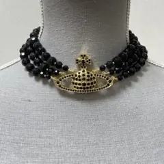 Vivienne Westwood｜3連ブラックチョーカー／ゴールドのサムネイル