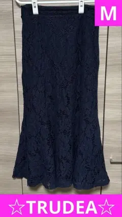レディース トルディア ロングスカート フレアスカート レース 花柄 ネイビーのサムネイル