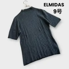 ELMIDAS エルミダ　M グレー　絹　カシミヤ　ビジュー　モックネックニット