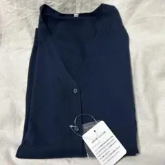 【未使用】ネイビー ニット カーディガン 長袖　事務服　予備ボタン付