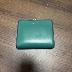 agnes b】 アニエスベー 二つ折り財布 がま口 財布 レザー コンパクト