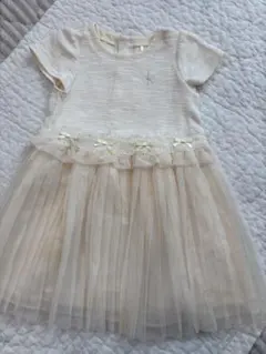 クリーム色 プリーツスカート ワンピース