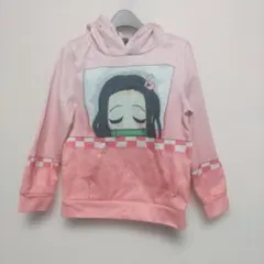 130サイズ 鬼滅の刃 竈門禰豆子 なりきりパーカー ピンク コスプレ 仮装