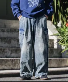 RAGEBLUEデニムカーゴパンツ ワイドシルエット　25日に出品停止