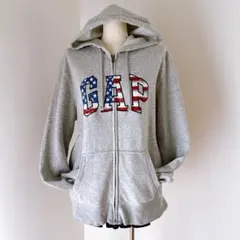 平成ギャル y2k グランジ GAP ジップ ロゴ オーバーサイズ パーカー