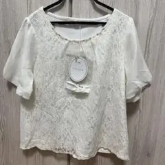 新品タグ付き　PATTERN fiona レース 半袖カットソー ホワイトのサムネイル
