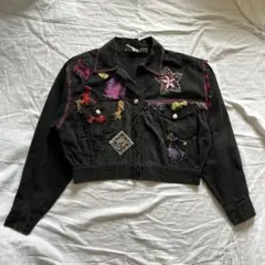 一点物✨00s グランジ Y2K デニムジャケット 刺繍 星柄 ショート丈