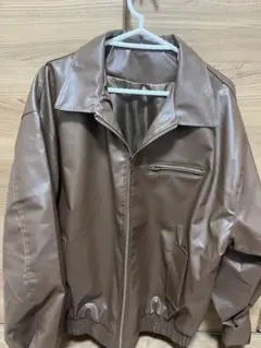 ブラウン 合成皮革 ジャケット