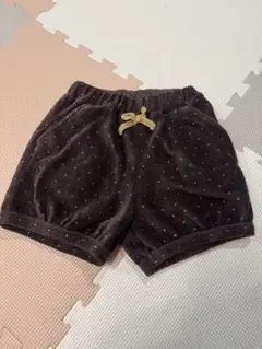 ダークブラウン ドット柄 コーデュロイ 半ズボン