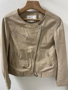 レザーノーカラーライダースブルゾン