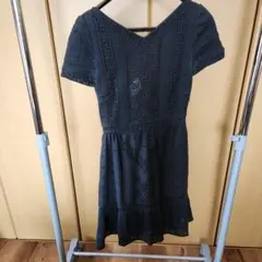 VALENTINO 半袖ひざ丈ワンピース 40サイズ ダークグレー