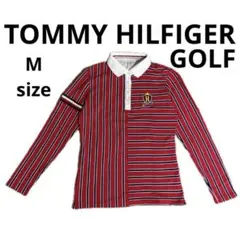 トミー ヒルフィガー ゴルフシャツ　長袖ポロシャツ　ストライプ　レディース　M