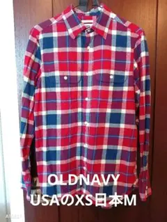 メンズ、OLDNAVYマドラスチェック長袖シャツ、素材綿サイズUSAのXS日本M
