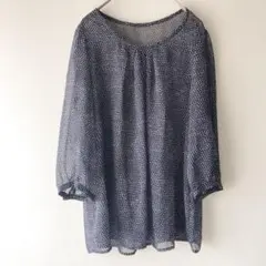 ブラウス 白×黒 ドット 水玉 シフォン 薄手