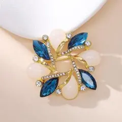 エレガントブローチ　青い宝石風　入園入学　卒業卒園　胸元ワンポイントおしゃれ