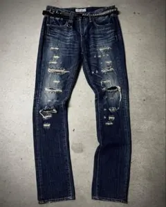 "VANQUISH" 2000s crash denim pantsのサムネイル