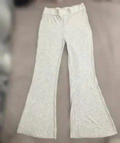 H&M リブ フレアパンツ レギンス ベージュ ウエストゴム Mサイズ