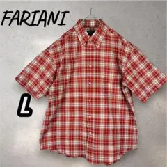 フアリアーニ FARIANI チェック柄 半袖シャツ Lサイズ 赤系のサムネイル