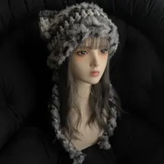 か*い様 【ゲリラオークションstart】239ハンドメイド編み物　猫耳ニット帽