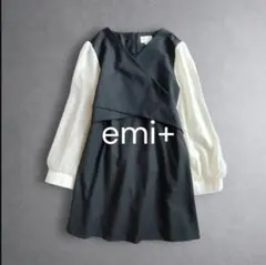 emi+／チュニック ミニワンピース ボリュームスリーブ シアースリーブ リボン