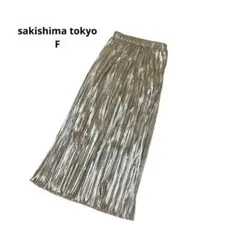 サキシマトーキョー　ロングプリーツスカート　メタリック　フリーサイズ　おしゃれのサムネイル