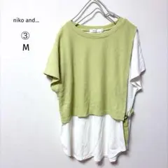 niko and... 半袖カットソー　Tシャツ　リブニット　サイドベルト　Mのサムネイル