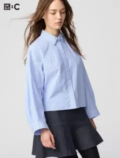 UNIQLO:C コットンコクーンシャツ ストライプ ブルー Lサイズ