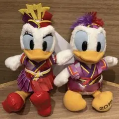 ディズニー夏祭り2015 ドナルド　デイジーぬいぐるみバッジセット