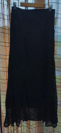 総レース ロングフレアスカート ブラックのサムネイル