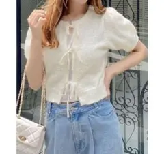 最終値下げINGIN 【前後2WAY】フロントリボンフェザーニットカーディガン