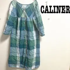 CALINERカリネ　五分袖チュニックシャツ　チェック柄　柔らか素材　清涼感
