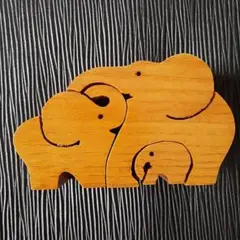 木製の立体オブジェ　象さん3匹