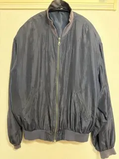 ブルゾンジャケット 光沢 ネイビー 古着