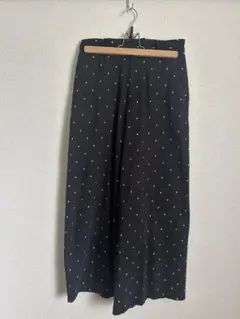 KBF ドット柄 ワイドパンツ 黒