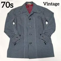 70s ビンテージ デザイナーズ・ジャケット ネイビー 레트로 超希少！