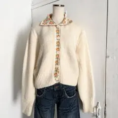ZARA ザラ ニットカーディガン ジャケット 襟花柄 y2k 森ガール