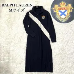 【Mサイズ】希少 ラルフローレン ポロシャツ ロング ワンピース ネイビー系