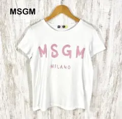 【美品】MSGM Tシャツ　ピンク　ホワイト　白T 半袖　ベビーピンク　薄ピンクのサムネイル