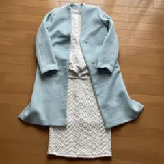 コーデ売り　ZARA ニット　セットアップ　ノーカラーコート